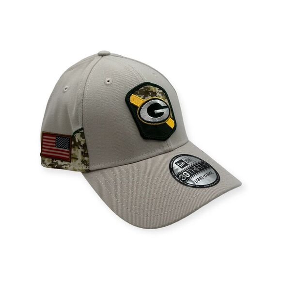 Green Bay Packers New Era 2023 Salute To Service 39THIRTY Flex Hat Cap Size L/XL - Picture 1 of 8